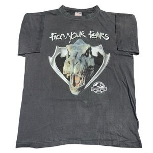 vintage 1997 The Lost World Jurassic Park graphic tshirt T-Rex Face Your Fears L